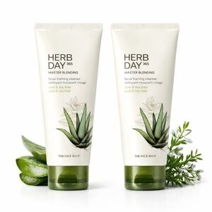 Lot 2pc THE FACE SHOP Herb Day 365 Aloe Vera Green Tea Foaming Cleanser K-Beauty
